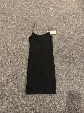 Zara Black Spaghetti Strap Bodycon Midi Dress Size Medium NWT